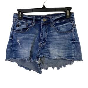Kancan Blue Denim Distressed Cutoff Shorts Size 26